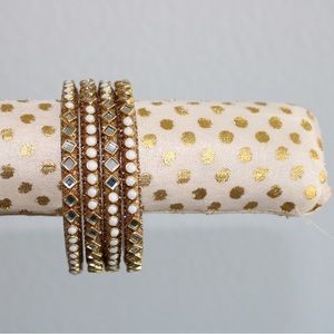 Beautiful Mirror and Pearl Set of 4 Bangles